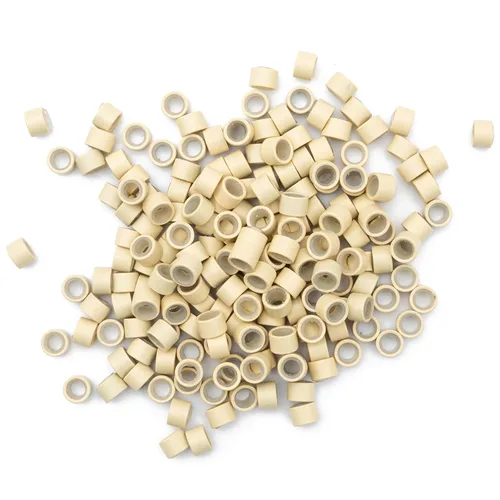 Hairro Micro Link Beads - 200 piezas de 0.236 in con forro de silicona micro anillos para extensiones de cabello humano, extensiones de plumas beige