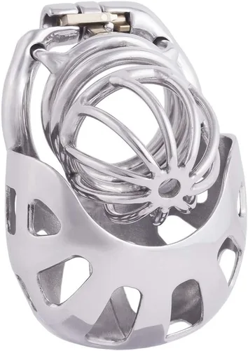 TERNENCE Dispositivo de jaula de castidad de metal con diseño ergonómico, anillo de escroto envuelto para pene SM macho, juguetes sexuales W150
