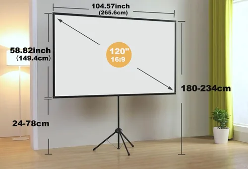 Miniatura 7 de Pantalla de proyector con soporte, pantalla de proyector al aire libre 16:9 y soporte de trípode, pantalla de proyección portátil con ganancia