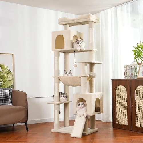 Miniatura 5 de Árbol grande XXL para gatos de 70 pulgadas de alto, resistente para gatos Maine Coon y gatos grandes, más de 20 libras, cama superior y hamaca, 2