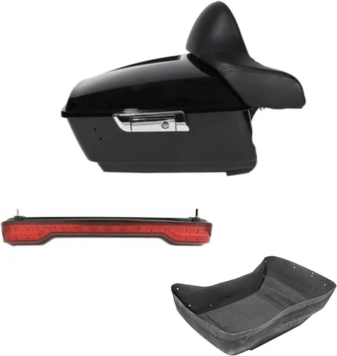 Miniatura 30 de TCMT Caja de maletero para motocicleta King con respaldo envolvente y portaequipajes con altavoces, para 2 personas, compatible con Harley 2014-2025