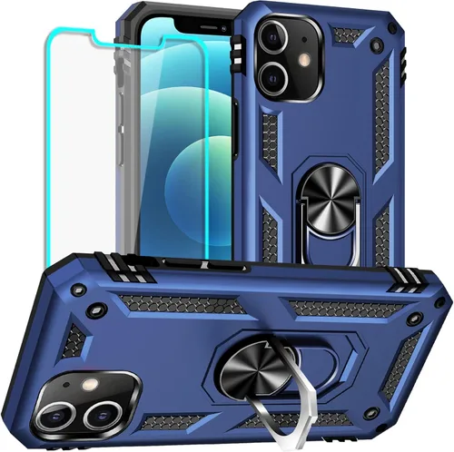 Miniatura 27 de Yiakeng Funda para iPhone 12 Mini: Funda para iPhone 12 Mini con protector de pantalla HD, fundas protectoras de grado militar con anillo para Verde