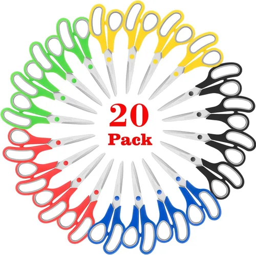 Miniatura 8 de Tijeras al por mayor paquete de 60, Taotree tijeras multiusos de 8", tijeras afiladas de acero inoxidable con agarre suave y cómodo para suministros