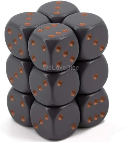 Chessex Manufacturing - Juego de dados poliédricos de plástico opaco gris oscuro y cobre, 0.630 in, incluye 12 dados - D6 (CHX25620)