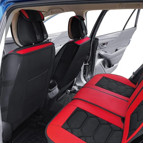 Miniatura 4 de OASIS AUTO Fundas de asiento para Forester/Outback/Legacy/Impreza/Crosstrek 2010-2025 asientos delanteros, impermeables, duraderas, de piel Rojo
