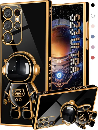 Miniatura 8 de Funda de teléfono para Galaxy A14 5G, diseño de astronauta linda para mujeres y niñas, con soporte oculto de astronauta, diseño 6D para Samsung