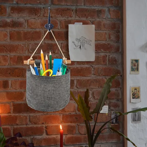 Miniatura 5 de DOITOOL 2 cajas de almacenamiento decorativas para colgar en la pared, organizador de bolsillos para colgar para niños, organizador