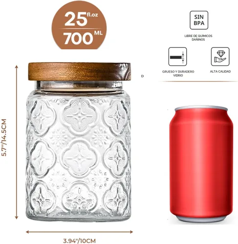 Miniatura 2 de Adodeen Paquete de 3 frascos de vidrio de 24 onzas con tapa hermética, recipientes de cocina para encimera, juego de recipientes para café y azúcar
