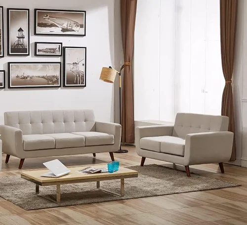 Miniatura 10 de Jenny - Sillón de tela de lino copetudo, cómodo, moderno, tapizado, para sala de lectura, club, bohemio, para sala de estar, dormitorio y espacios