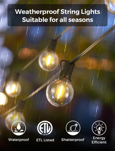 Miniatura 5 de XMCOSY+ Guirnalda de luces inteligentes para exteriores, luces de patio G40 de 75 pies con 34 bombillas LED regulables, control WiFi y aplicación