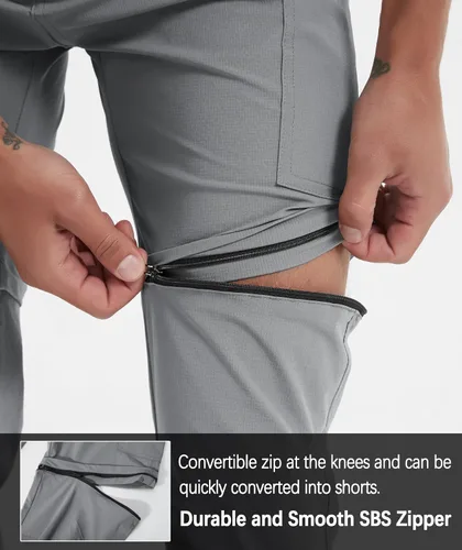 Miniatura 66 de Pantalones de senderismo para hombre, convertibles, con cremallera, ligeros, impermeables, de secado rápido, pesca al aire libre, viajes, safari
