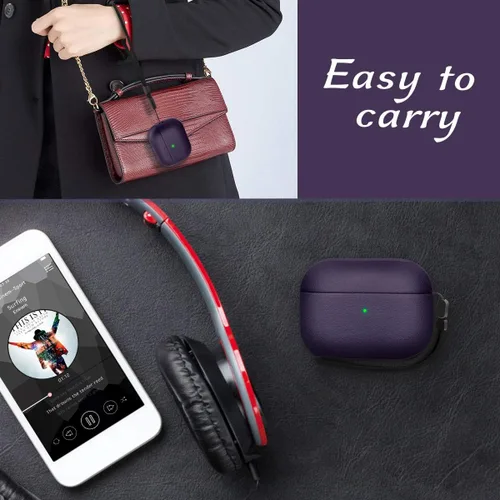 Miniatura 7 de JIELIELE Funda de actualización compatible con Airpods Pro, funda protectora de cuerpo completo de textura de cuero compatible con Airpods Pro