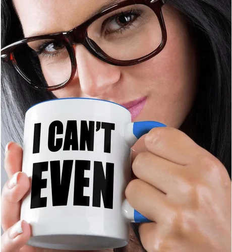 Miniatura 2 de 3dRose Taza "I Cant Even Black", 11 onzas, negro/azul