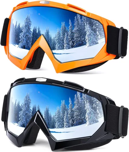 Miniatura 8 de Braylin Gafas de esquí para adultos, paquete de 2 gafas de snowboard para jóvenes, adolescentes, hombres y mujeres, gafas de moto de nieve de visión