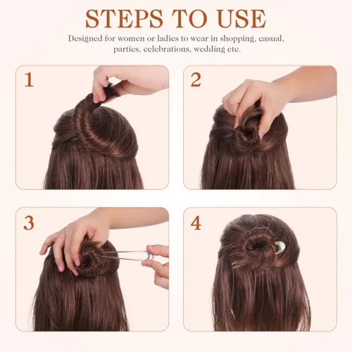 Miniatura 4 de Lurrose 2 palillos de pelo vintage de metal para el cabello, palillos elegantes de luna, tocado en forma de U, accesorios de peinado para mujeres