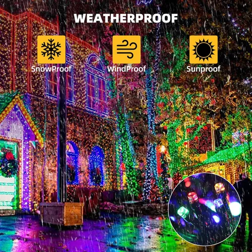 Miniatura 7 de Guirnalda de luces de Navidad para interiores y exteriores, luces para árbol de Navidad, con certificación UL, función de memoria con enchufe