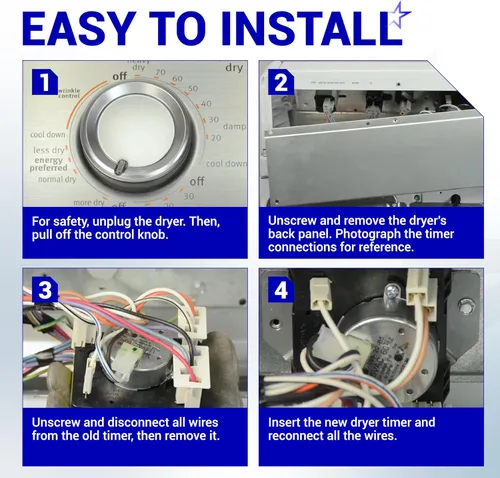 Miniatura 8 de BlueStars W10185982 Temporizador de secadora compatible con secadores Whirlpool Amana Kenmore Admiral Crosley Roper Inglis – Reemplaza 1546812