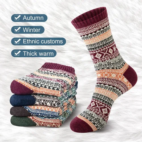 Miniatura 5 de YSense 5 Pairs Mens Wool Socks Winter Warm Thick Socks Knit Causal Crew Socks for Men
