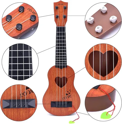 Miniatura 3 de YEZI Juguetes para Niños, Ukelele Clásico de Guitarra, Instrumento Musical, Marrón
