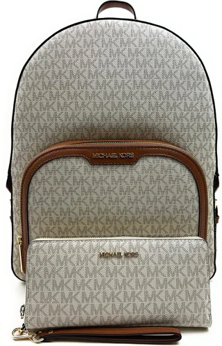 Miniatura 2 de Michael Kors Jaycee - Mochila escolar grande con cartera JST Continental, Vainilla Signature