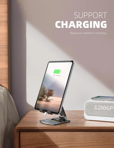 Miniatura 3 de Lamicall - Soporte ajustable para tableta portátil - Soporte plegable para teléfono, rotación de 360°, montaje de escritorio para tabletas de Negro