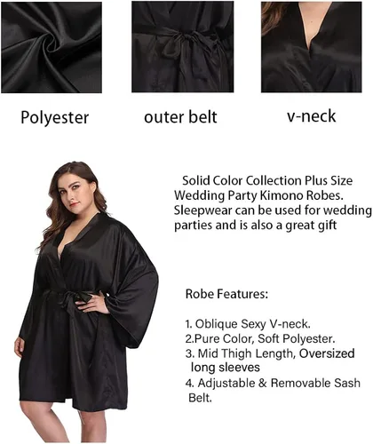 Miniatura 6 de Batas de satén para mujer talla grande bata floral para boda fiesta kimono ropa de dormir