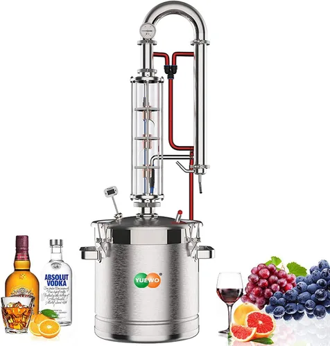 YUEWO Kit de Destilación de Vino de Acero Inoxidable de 5.8 Galones/22 Litros, Destilador de Agua, Kit de Elaboración Casera para Bricolaje de
