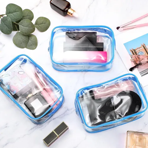 Miniatura 6 de Saintrygo Paquete de 18 bolsas de maquillaje transparentes de 7 x 5 de PVC, bolsas de plástico con cremallera, artículos de tocador portátiles