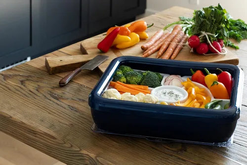 Miniatura 9 de Fancy Panz Bandeja de charcutería – Bandeja de verduras de 9 compartimentos con cuenco de inmersión – Bandeja portátil para servir fiestas