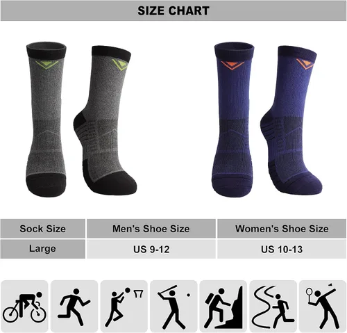 Miniatura 6 de 3-Pair Hiking Socks Women Men Moisture Wicking Breathable Cotton Cushion Crew Socks for Outdoor Sports Hiking Running Walking