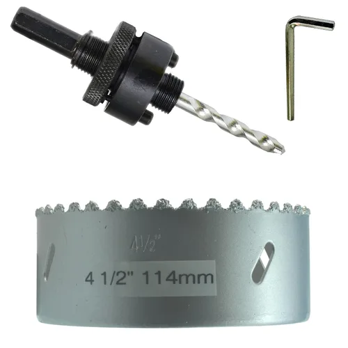 Miniatura 13 de Sierra de agujero HSS con mandril piloto de 2 piezas de alta velocidad para perforar madera y acero, broca de 1/4" de diámetro y eje, broca piloto