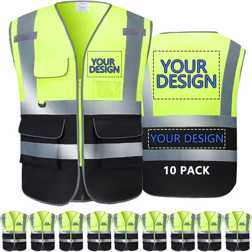 Miniatura 27 de Chalecos de seguridad con logotipo personalizado (S, M, L, XL, 2XL, 3XL, 4XL) Chalecos de seguridad reflectantes de alta visibilidad Clase 2