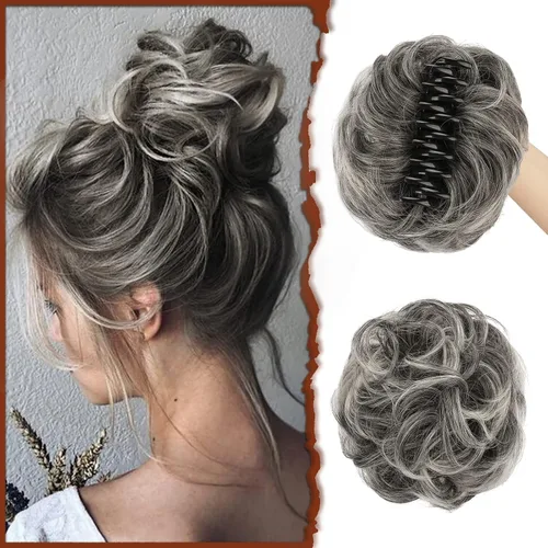Miniatura 19 de SOFEIYAN Pinza de Gancho Moño Desordenado de Cabello Sintéticico, Cabello Ondulado y Rizado, Pinza de Cabello en Gancho, Chignon, Cola de Caballo