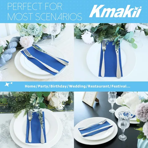 Miniatura 5 de KMAKII Paquete de 100 servilletas de papel de 2 capas de alta calidad, suaves, absorbentes, toallas desechables para bodas, fiestas, cenas y eventos