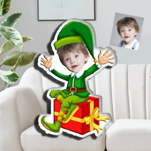 Miniatura 10 de Drawelry Almohada de Navidad con foto de cara personalizada: divertido y lindo Papá Noel animales impresión 3D retrato personalizado imagen almohada
