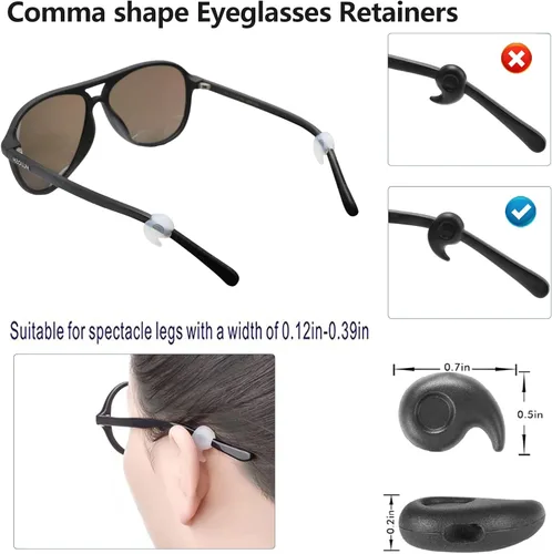 Miniatura 4 de KAJUDA 16 pares de agarraderas para las orejas, soporte antideslizante para gafas, gancho de silicona para lentes de sol, deportes, estudio