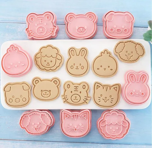 Miniatura 2 de Juego de 8 moldes de galletas de animales lindos con diseño de animales, moldes de galletas de conejo, molde para galletas de oso, herramientas