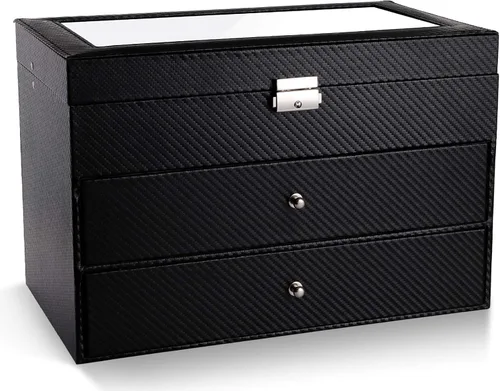 Miniatura 9 de Nicunom Organizador de lentes de sol con 18 ranuras para coleccionista gafas de sol caja de almacenamiento de gafas con cajón con cerradura