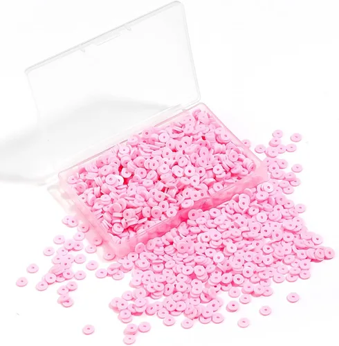 1000 cuentas Heishi de arcilla polimérica rosa para hacer joyas, pulseras, collares de 0.236 in