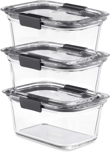 Miniatura 2 de Rubbermaid 2118315 Brilliance 1991158 - Recipientes de vidrio para almacenar alimentos de 8 tazas con tapas, paquete de 2 (4 piezas en total)