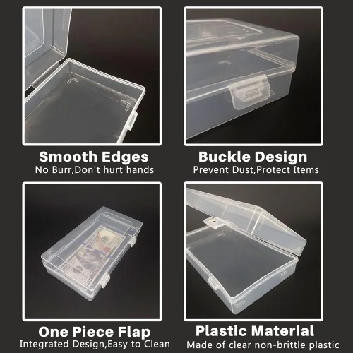 Miniatura 3 de Smatagee 200 fundas de plástico transparente para billetes con caja de almacenamiento, protector de láminas para moneda, dinero, billetes, billetes