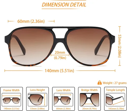 Miniatura 3 de Lentes de sol vintage retro de los años 70 para mujer y hombre montura clásica cuadrada y grande estilo aviador lentes naranjas de moda UV400