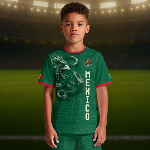 Miniatura 2 de Camiseta de Fútbol Juvenil de México, Camisetas de Fútbol Mexicanas para Niños, Camisetas de México para Niños, Camiseta de Fútbol Mexicana
