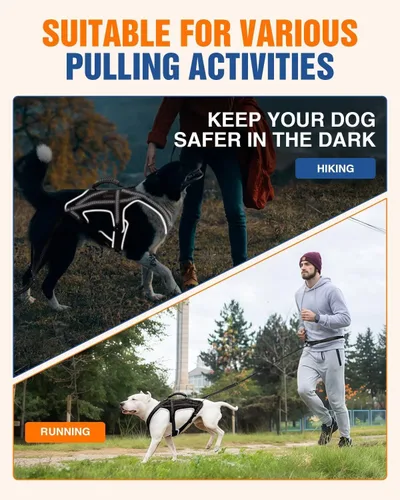 Miniatura 6 de Juego de arnés para correr para perros con cinturón y correa de absorción de golpes Hands-Free Control, Easy to Put On Design for Medium to Large