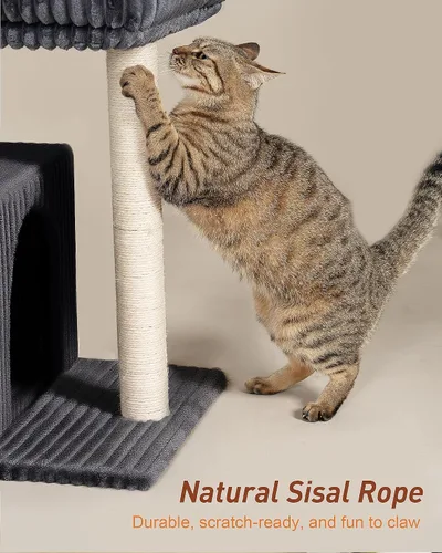 Miniatura 5 de Árbol para gatos grandes, 20.9 x 15.7 pulgadas, cama de percha grande para gatos adultos, torre para gatos de 22.8 pulgadas con poste rascador
