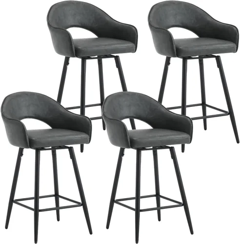 Miniatura 11 de HEAH-YO Juego de 2 taburetes de bar giratorios modernos de 27 pulgadas de altura de mostrador con respaldo y patas de metal negro, taburetes