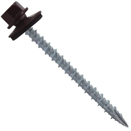 Miniatura 15 de 10 tornillos para techos de metal gris ABC de 2-1/2 pulgadas, cabezal de arandela hexagonal, arranque automático/roscado, arandela EPDM. 1 bolsa