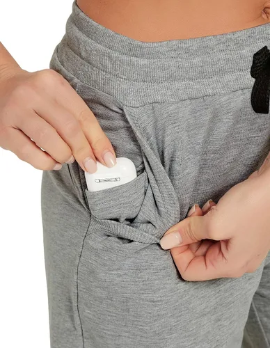 Miniatura 3 de SPECIALMAGIC Pantalones capri de algodón para mujer, pantalones de pijama de pierna ancha, pantalones capri deportivos