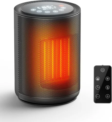 COWSAR Calentador de espacio, calentadores eléctricos portátiles de 1500 W con termostato, control remoto, protección contra sobrecalentamiento y