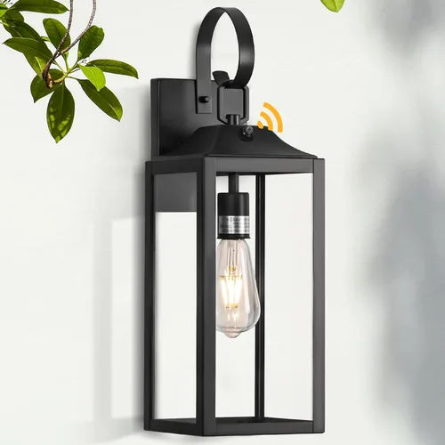 Miniatura 10 de Lámpara de pared grande de 19 pulgadas para exteriores del anochecer al amanecer, luz de porche dorada, linterna de pared para exteriores, lámpara